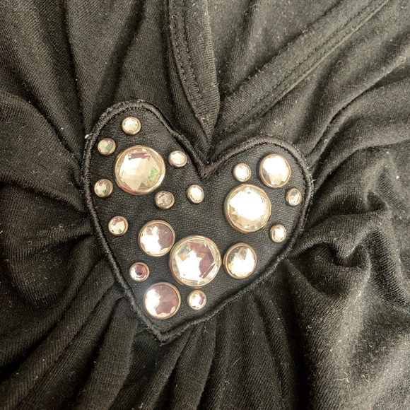 Vintage Foxy Jeans Heart Glam V Neck Cropped Baby Tee - Picture 2 of 4